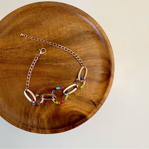 4/$15 Gold Colorful Links Chain Bracelet